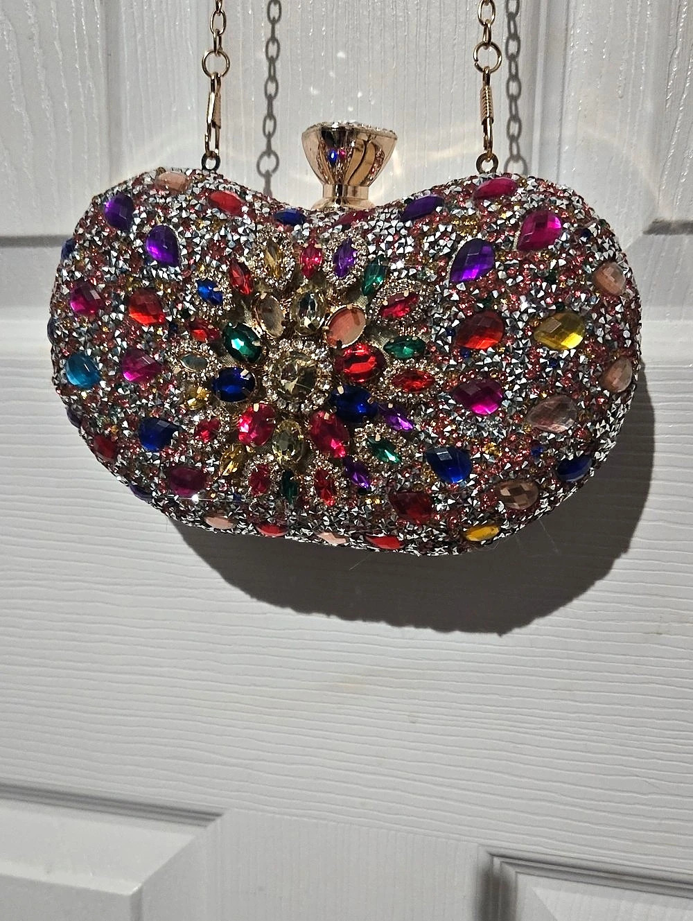 Jeweled Clutch in Multicolor & Gold Like New